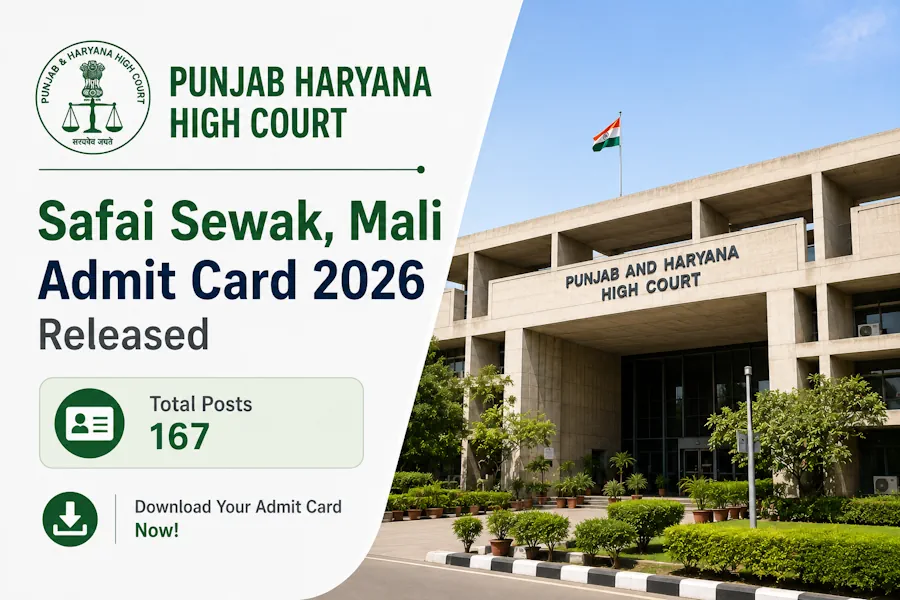 Punjab Haryana High Court Safai Sewak, Mali Admit Card 2026 Released for 167 Posts