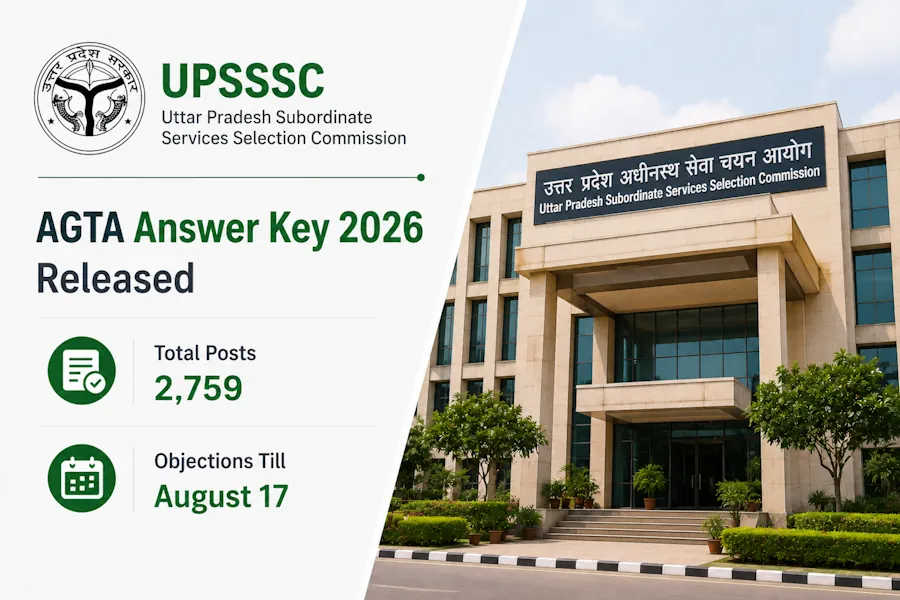 UPSSSC AGTA Answer Key 2026 Released for 2,759 Posts; Objections Till August 17