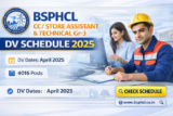 BSPHCL DV Schedule 2026 Released For CC, Store Assistant & Technician Grade III Posts