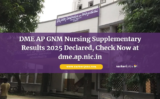 DME AP GNM Nursing Supplementary Results 2025 Declared, Check Now at dme.ap.nic.in