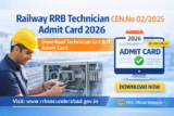 Railway RRB Technician Admit Card 2026 Released for 6238 Posts, CBT Exam From 6 March