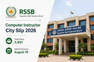 RSSB Computer Instructor City Slip 2026 for 3,951 Posts; Admit Card From August 19