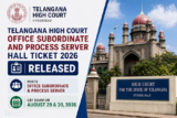 Telangana High Court Office Subordinate and Process Server Hall Ticket 2026 Released; CBT on August 29 and 30