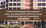 UPSSSC Homeopathic Pharmacist DV Letter 2025 Released for 397 Posts, Check Verification Dates and Instructions