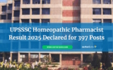 UPSSSC Homeopathic Pharmacist Result 2025 Declared for 397 Posts