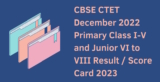 CBSE CTET Result / Score Card for December 2022 Primary Class I-V and Junior VI to VIII