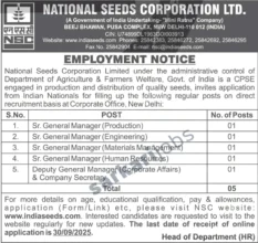 National Seeds Corporation Recruitment 2025 Announced: Check Out Eligibility and Salary Details Here