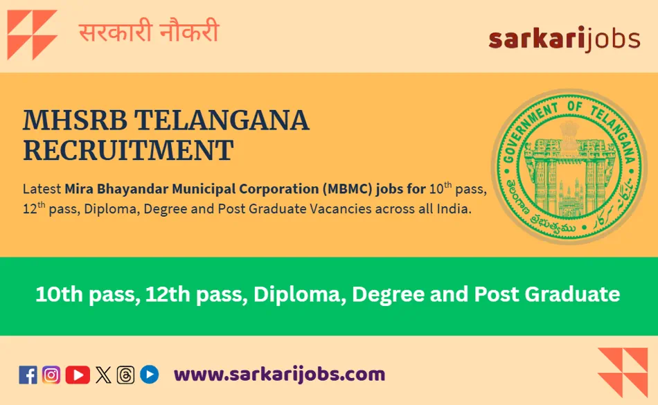 MHSRB Telangana Recruitment 2025 for 1620+ Medical Officers, Specialists & Other Vacancies