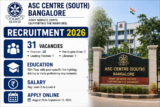 ASC Centre South Bangalore Recruitment 2026 Announced: Offline Form for 31 Fireman, Driver and Librarian Posts Now Available