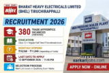 BHEL Invites Applications for 380 Trade Apprentice Vacancies; Check Trades and Stipend