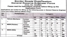 BRO Recruitment 2025 for 540+ Multi Skilled Workers / MSW, Vehicle Mechanic and Other Posts @ www.bro.gov.in