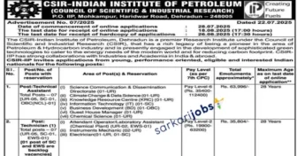 CSIR Recruitment 2025 for 70+ JSA, JRF, SRJ, Jr Stenographers, Project Assistants, Technical Assistants, Technicians, Scientists and Other Vacancies