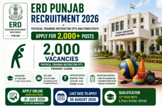 ERD Punjab Recruitment 2026 for 2000+ Physical Training Instructor /PTI and Other Posts