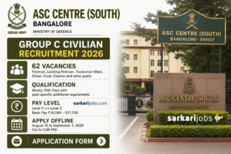 Indian Army ASC Centre South Recruitment 2026 Begins: 62 Group C Civilian Vacancies to be Filled