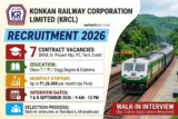 Konkan Railway Walk-in Interviews Announced for Project Engineers, Project Manager, Cook and Other Posts