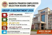 MPESB Group-3 Recruitment 2026 Notification Released for 1,040 Sub Engineers, Draftsman, Lab Technicians and Other Vacancies