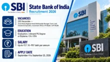 SBI SO Recruitment 2026 Notice Out: Apply Online to 220 Specialist Cadre Officer Vacancies by September 25