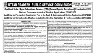 UPPSC Recruitment 2026 for 500+ PCS / Graduates and Other Posts @ uppsc.up.nic.in