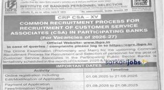IBPS Recruitment 2025 for 6220+ CSA XV, PO/MT, Specialist Officers (SO) and Other @ ibpsonline.ibps.in