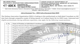 DIO Recruitment 2025 for Program Staff, Managers, Executives, and Other Vacancies at Defence Innovation Organization