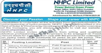 NHPC Recruitment 2025 for Field Engineers, Medical Officers and Other Vacancies