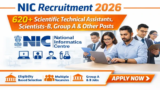 NIC Recruitment 2026 For 620+ Scientific Technical Assistants, Scientists-B, Group A and Other Posts