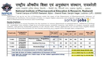 NIPER Recruitment 2025 for Assistants, Assistant Registrar, Admin Officer, Teaching Faculty and Other Vacancies