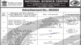 NSCD Recruitment 2025: Apply Online for Technicians, Artists, Assistants and Other Vacancies at National Science Centre