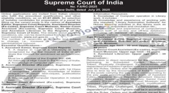 Supreme Court India Recruitment 2025 for 90+ Law Clerks and Other Posts @ sci.gov.in