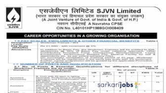 SJVN Recruitment 2025 for 110+ Assistants, Workmen Trainees, Cook and Other Vacancies