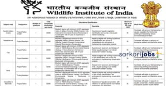 WII Recruitment 2025 for 90+ Project Scientists, Technical Assistants, Project Associates and Other Posts at Wildlife Institute of India
